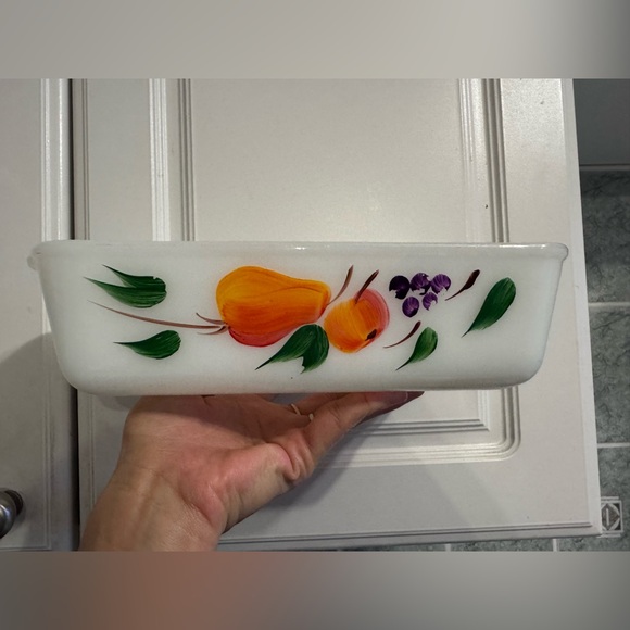 Vintage fire king hand painted bread baking dish - Picture 2 of 4